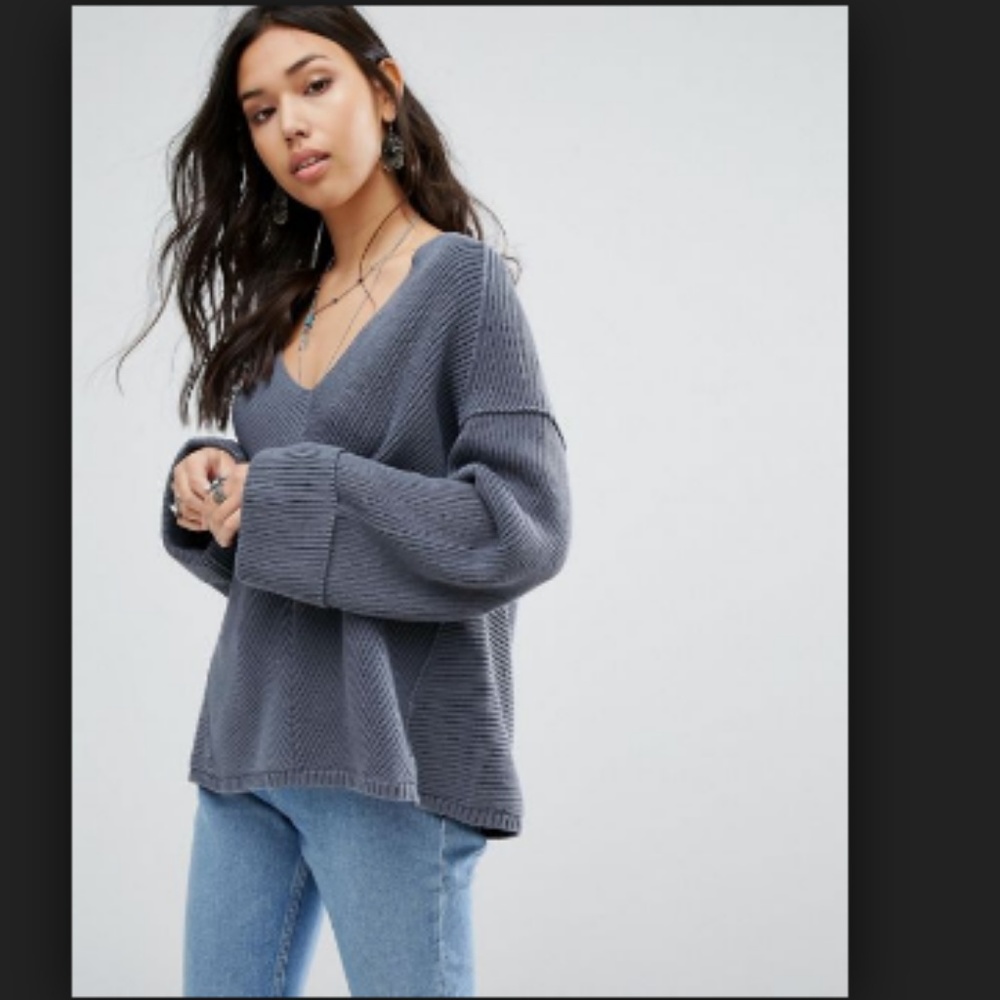 Free People "La Brea" V-Neck Sweater